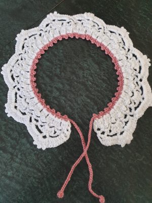Collerette vieux rose et blanc